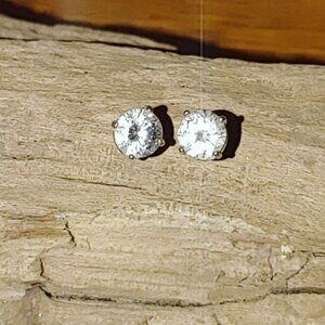 6mm Cubic Zirconia Stud Earrings Sterling Silver 925 Round Four Prong Setting